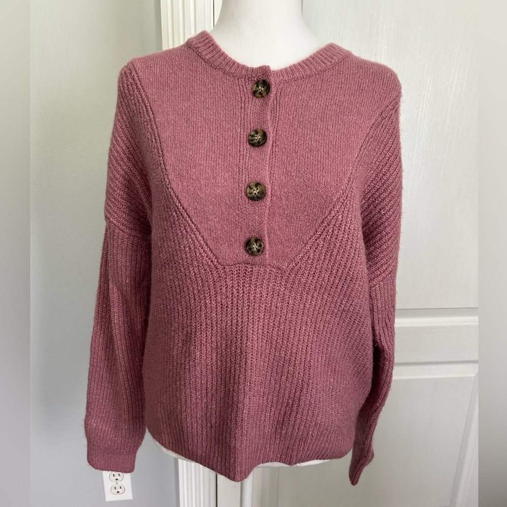 a.n.a | Pink Long Sleeve Sweater Half Button Down | Size Small